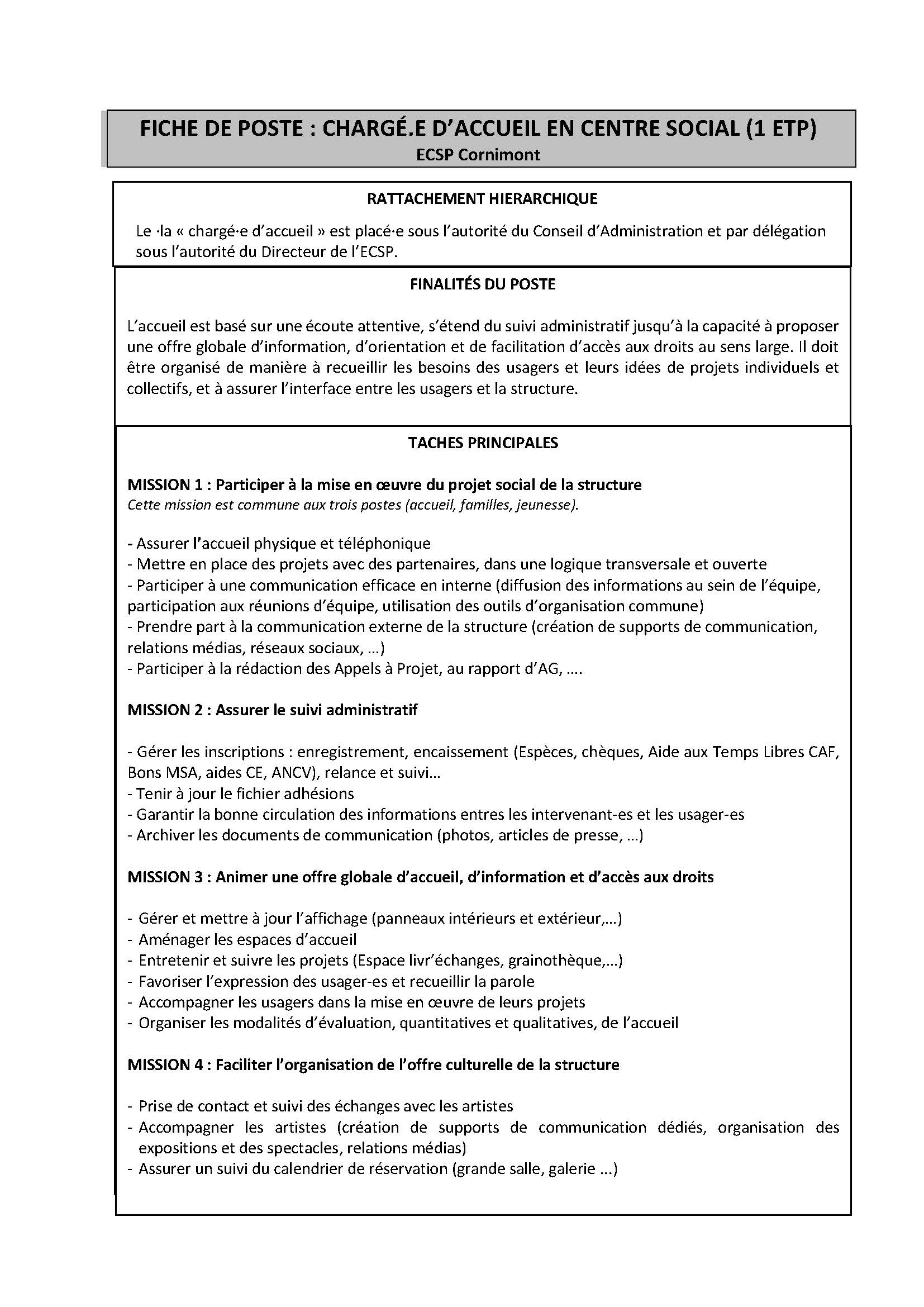 Fiche de poste Accueil ECSP Page 1